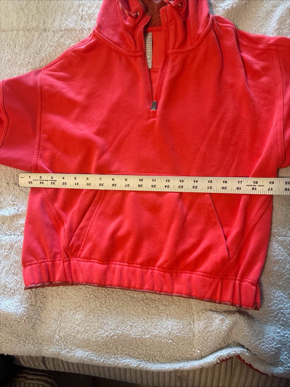 ATHLETA ~ Oversized XS ~ Passionfruit ASCEND WARM UP 1/4 Zip Hoodie Sweatshirt - Picture 7 of 9